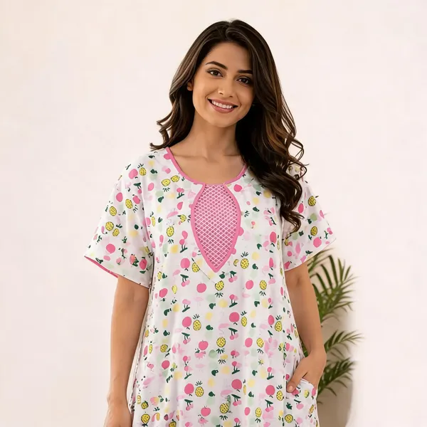 White_Cotton_Floral_Print_Relaxed_Fit_Nighty_For_Women