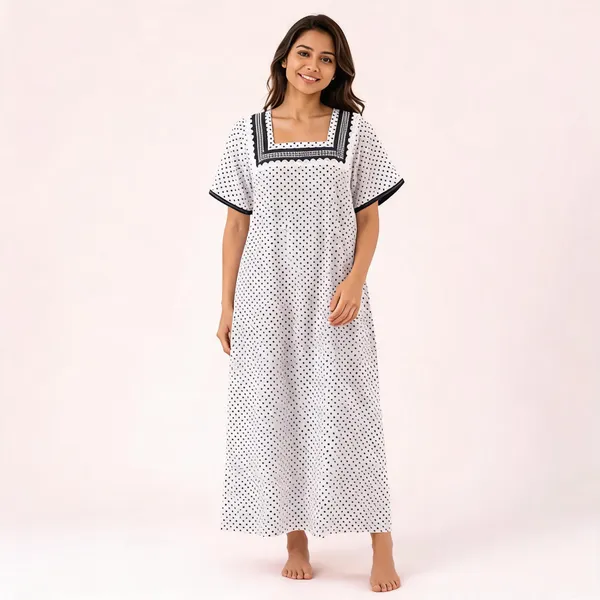 White_Cotton_Polka_Dot_Printed_Relaxed_Fit_Nighty_For_Women