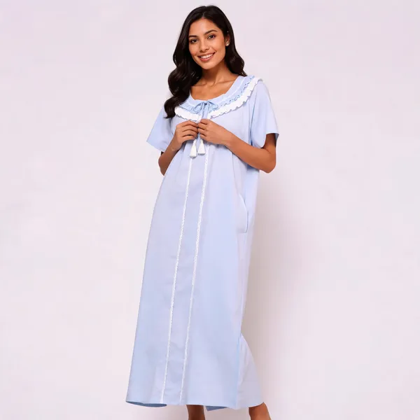Light_Blue_Cotton_Loose_Fit_Maxi_Nighty_For_Women