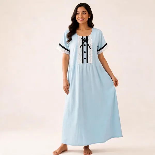 Light_Blue_Cotton_Relaxed_Fit_Full_Length_Nighty_For_Women