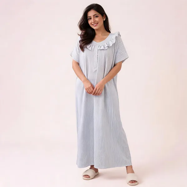 Light_Blue_Cotton_Rayon_Striped_Relaxed_Fit_Nighty_For_Women