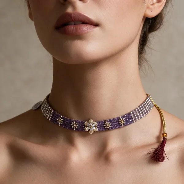 Purple_Brass_Ad_Beads_Choker_For_Women