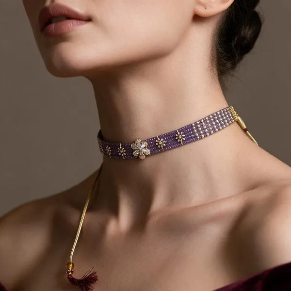 Purple_Brass_Ad_Beads_Choker_For_Women