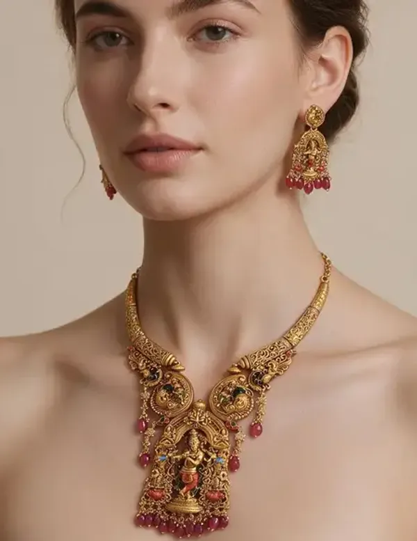 Golden_Brass_Antique_Krishna_Brindavan_Necklace_Set_For_Women