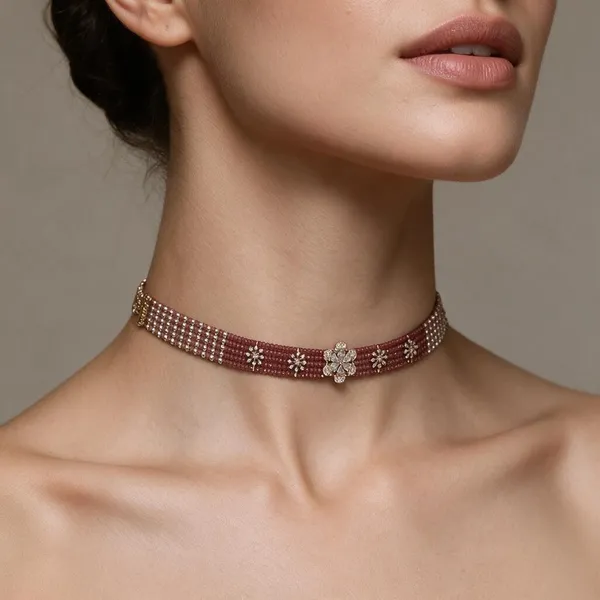 Ruby_Brass_Champagne_Ad_Beads_Choker_For_Women