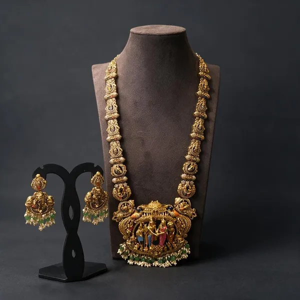 Golden_Brass_Antique_Srinivasa_Kalyanam_Haram_Set_For_Women