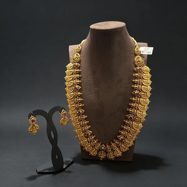 Golden_Brass_Antique_Lakshmi_Ruby_Stone_Kaasu_Haram_Set_For_Women