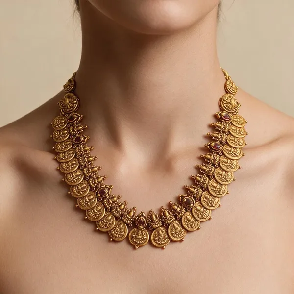 Golden_Brass_Antique_Lakshmi_Ruby_Stone_Kaasu_Haram_Set_For_Women