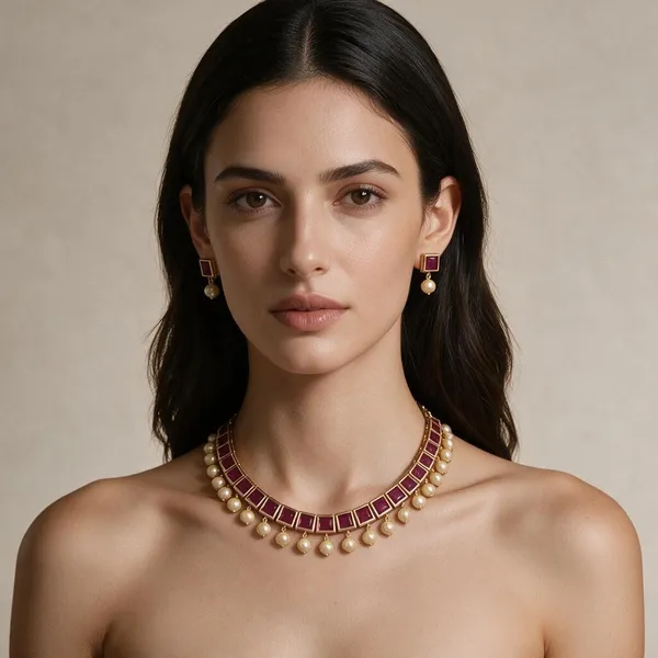 Golden_Brass_Square_Ruby_Ad_Necklace_Set_For_Women