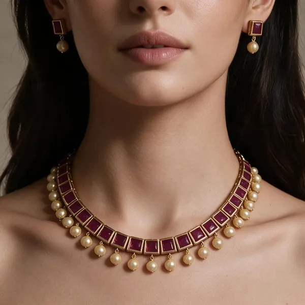 Golden_Brass_Square_Ruby_Ad_Necklace_Set_For_Women