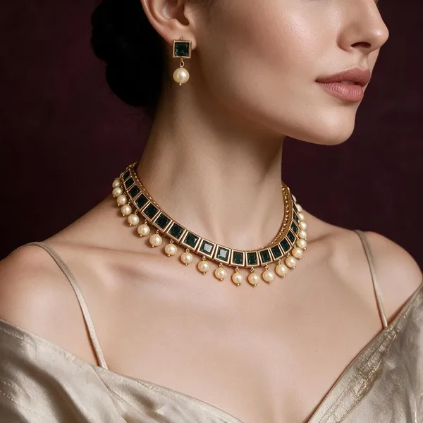 Golden_Brass_Square_Emerald_Ad_Necklace_Set_For_Women