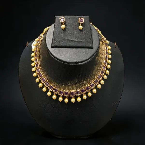 Golden_Brass_Square_Amethyst_Ad_Necklace_Set_For_Women