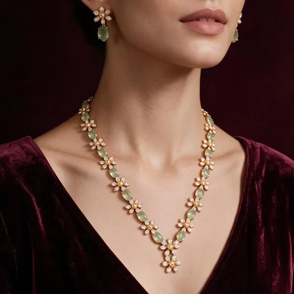 Golden_Brass_Star_Design_Ad_Green_Stone_Necklace_Set_For_Women