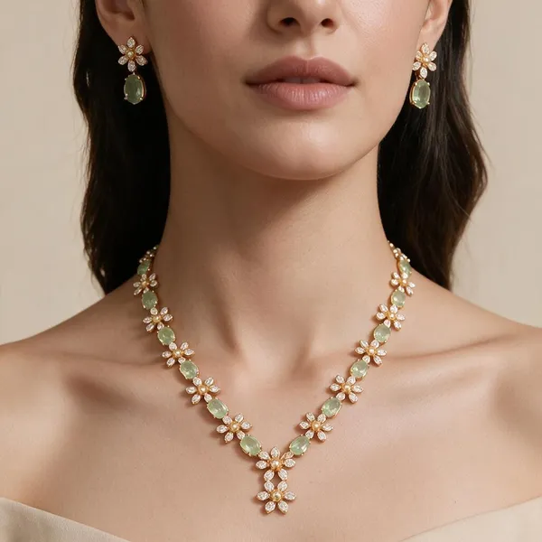 Golden_Brass_Star_Design_Ad_Green_Stone_Necklace_Set_For_Women