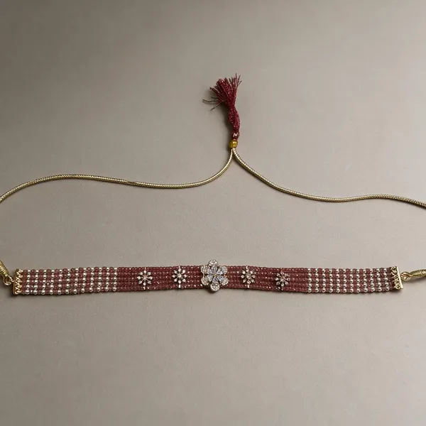 Ruby_Brass_Champagne_Ad_Beads_Choker_For_Women