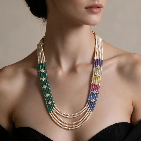 Multicolour_Brass_Ad_Beads_5-Line_Mala_For_Women