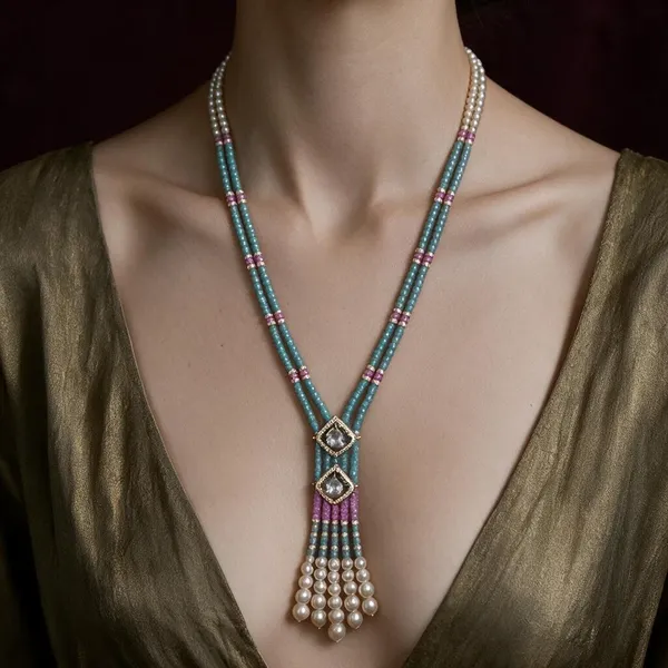 Sky_Blue_Ad_Beads_Brass_Necklace_For_Women