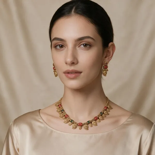 Golden_Brass_Antique_Coral_Jade_Mango_Necklace_Set_For_Women