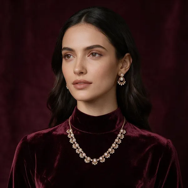 Golden_Brass_Cz_Necklace_Set_For_Women