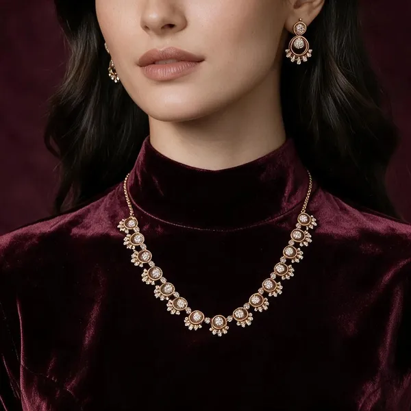 Golden_Brass_Cz_Necklace_Set_For_Women