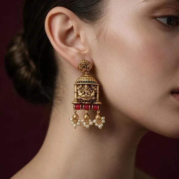 Golden_Brass_Antique_Coral_Lakshmi_Pendant_For_Women