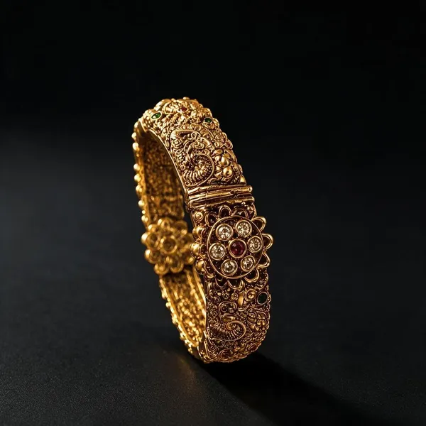 Golden_Brass_Antique_Peacock_Kada_For_Women