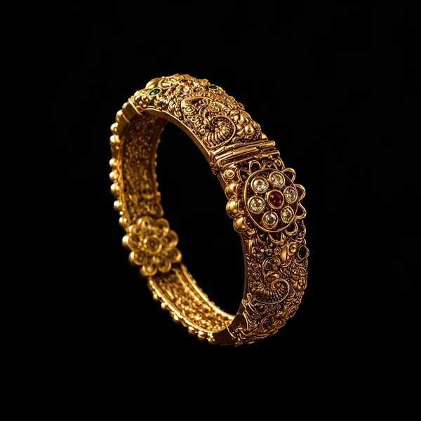 Golden_Brass_Antique_Peacock_Kada_For_Women