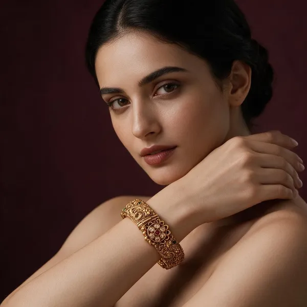 Golden_Brass_Antique_Peacock_Kada_For_Women