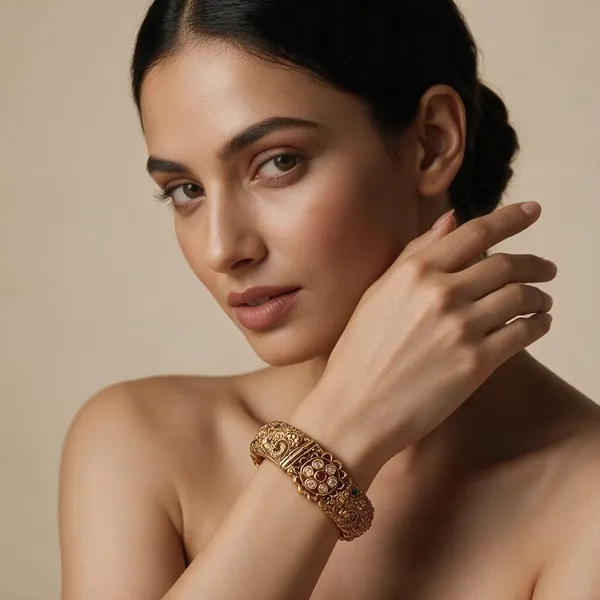 Golden_Brass_Antique_Peacock_Kada_For_Women