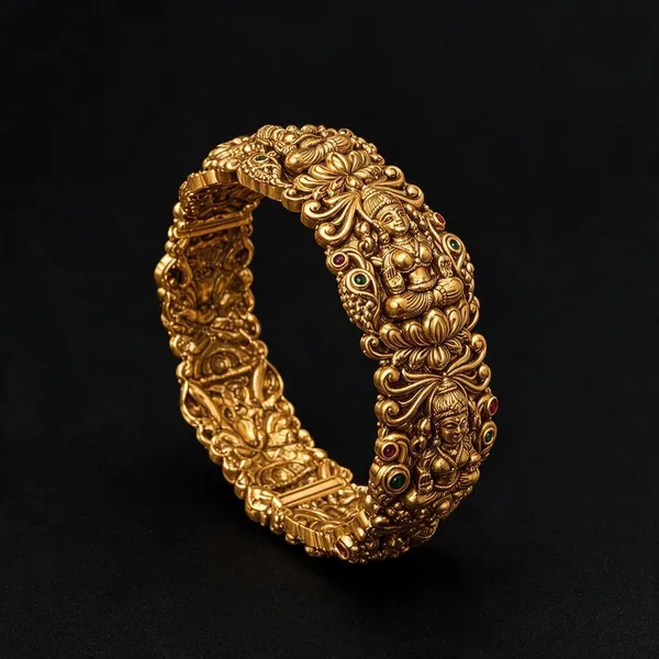 Golden_Brass_Antique_Lakshmi_Kada_For_Women