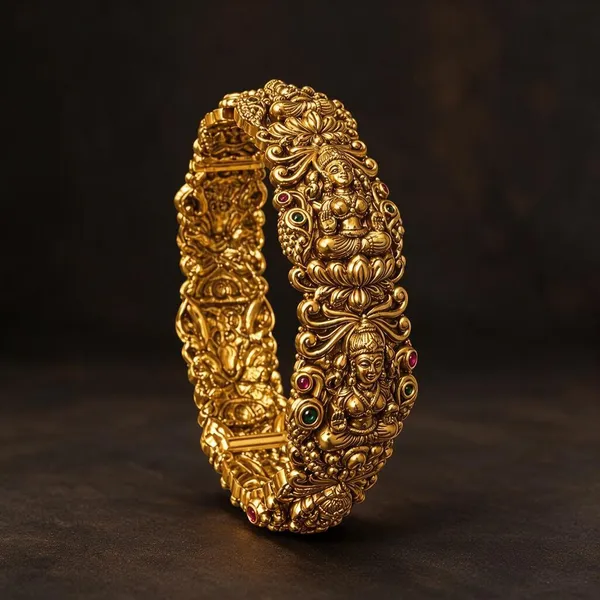 Golden_Brass_Antique_Lakshmi_Kada_For_Women
