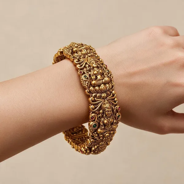 Golden_Brass_Antique_Lakshmi_Kada_For_Women