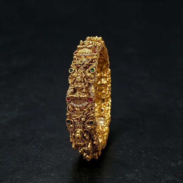 Golden_Brass_Antique_Lakshmi_Kada_For_Women