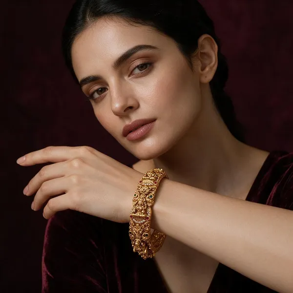 Golden_Brass_Antique_Lakshmi_Kada_For_Women