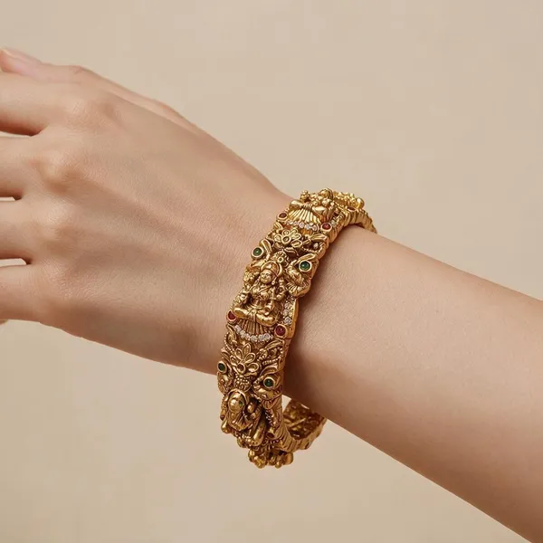 Golden_Brass_Antique_Lakshmi_Kada_For_Women