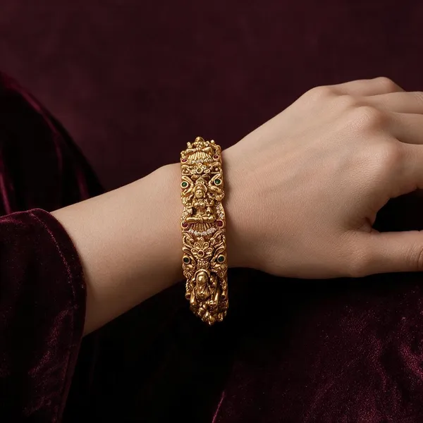 Golden_Brass_Antique_Lakshmi_Kada_For_Women