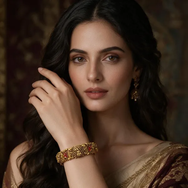 Golden_Brass_Antique_Coral_Lakshmi_Bangles_For_Women