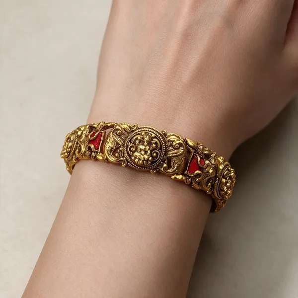 Golden_Brass_Antique_Coral_Lakshmi_Bangles_For_Women