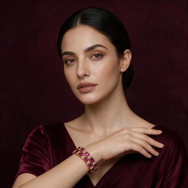 Golden_Brass_Matte_Square_Ruby_Stone_Bangles_For_Women