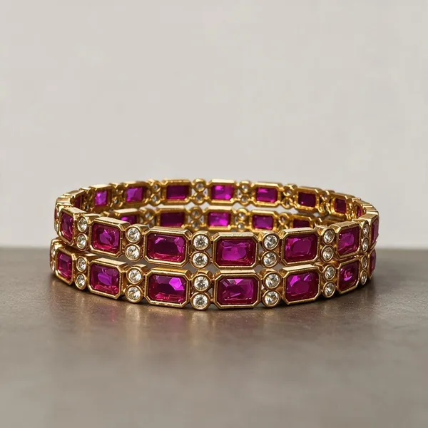 Golden_Brass_Matte_Square_Ruby_Stone_Bangles_For_Women