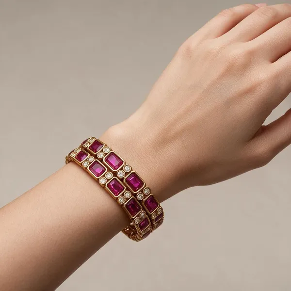 Golden_Brass_Matte_Square_Ruby_Stone_Bangles_For_Women