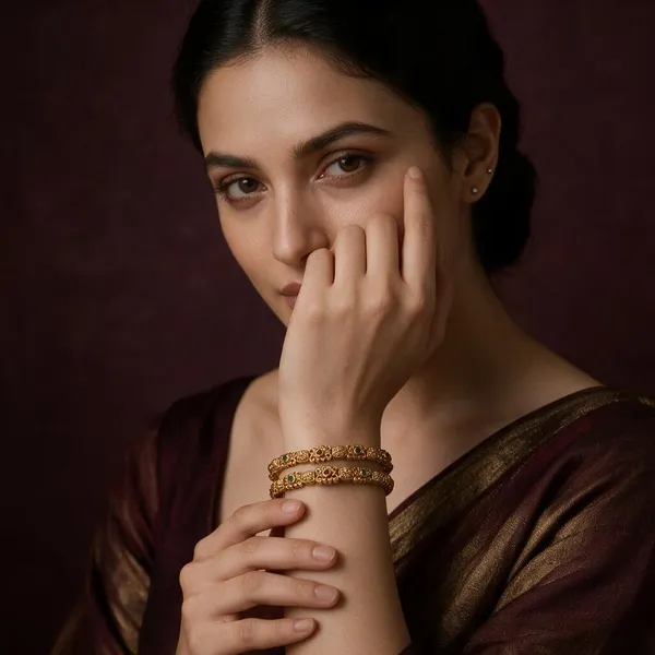 Golden_Brass_Antique_Thin_Bangles_For_Women