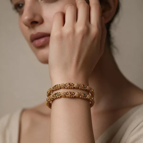 Golden_Brass_Antique_Thin_Bangles_For_Women