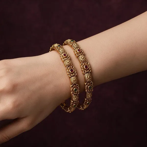Golden_Brass_Antique_Thin_Bangles_For_Women