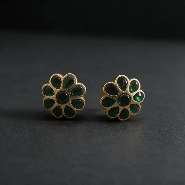Golden_Brass_Matte_Green_Jadau_Flower_Stud_Earrings_For_Women