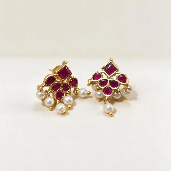 Golden_Brass_Pink_Jadau_Stone_Flower_Stud_Earrings_For_Women