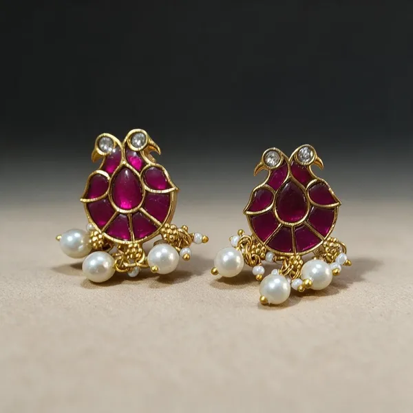 Green_Pink_Brass_Jadau_Gandaberunda_Stud_Earrings_For_Women