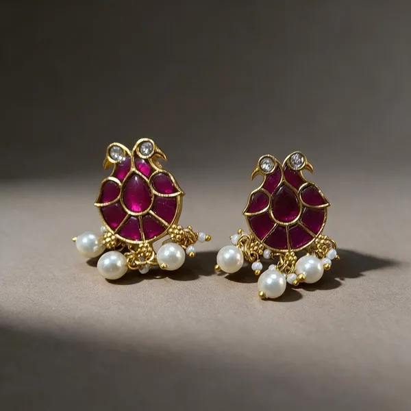 Green_Pink_Brass_Jadau_Gandaberunda_Stud_Earrings_For_Women