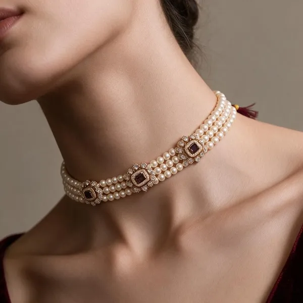 Off_White_Brass_Victorian_Amethyst_Pearl_Choker_For_Women
