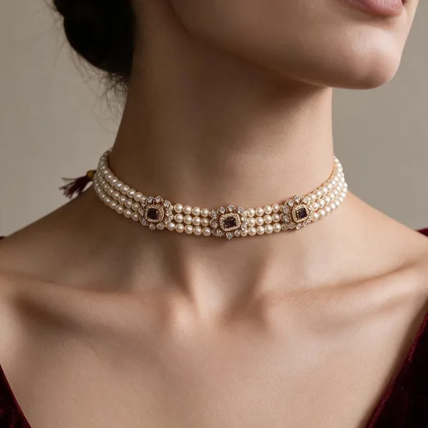 Off_White_Brass_Victorian_Amethyst_Pearl_Choker_For_Women